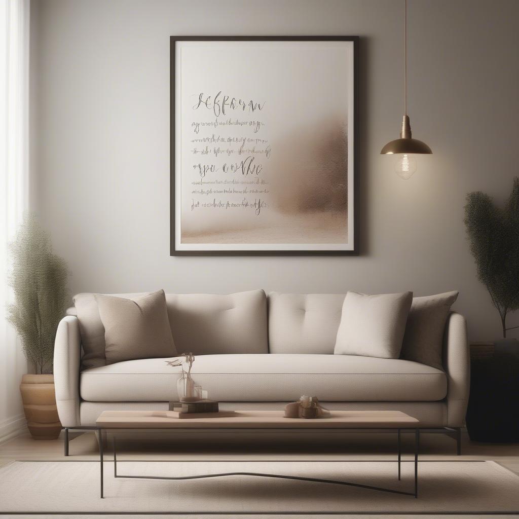 Words on Wall Decor in a Living Room Setting