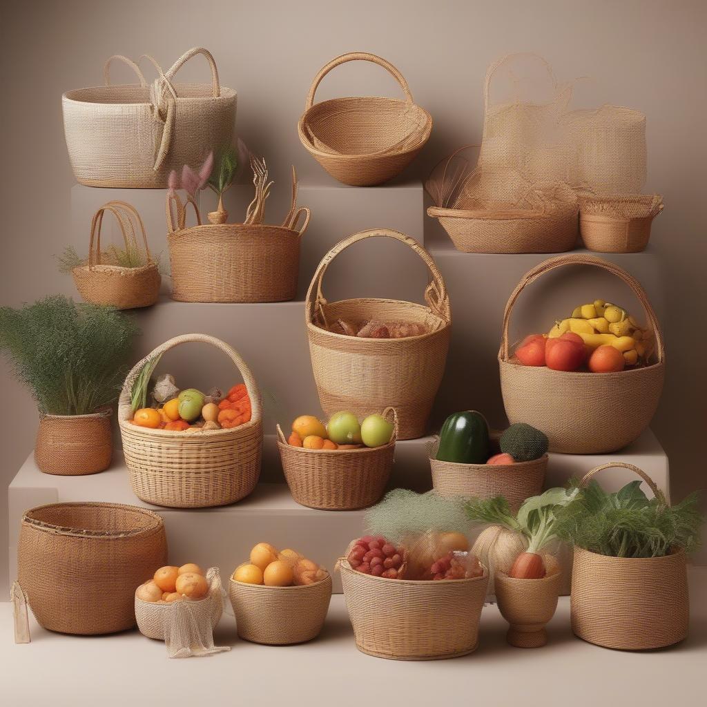 Woven Baskets with Handles: A Variety of Styles and Sizes