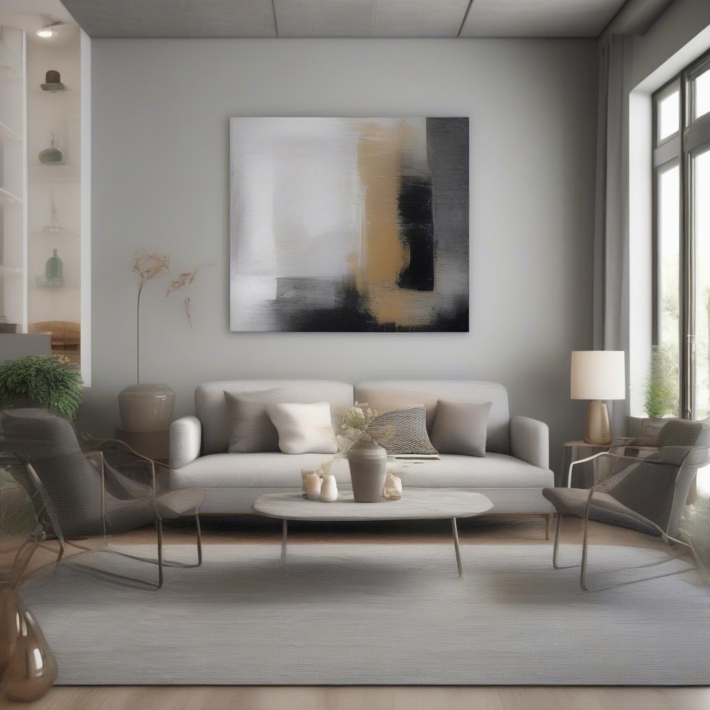 Wrapped canvas art displayed in a modern living room