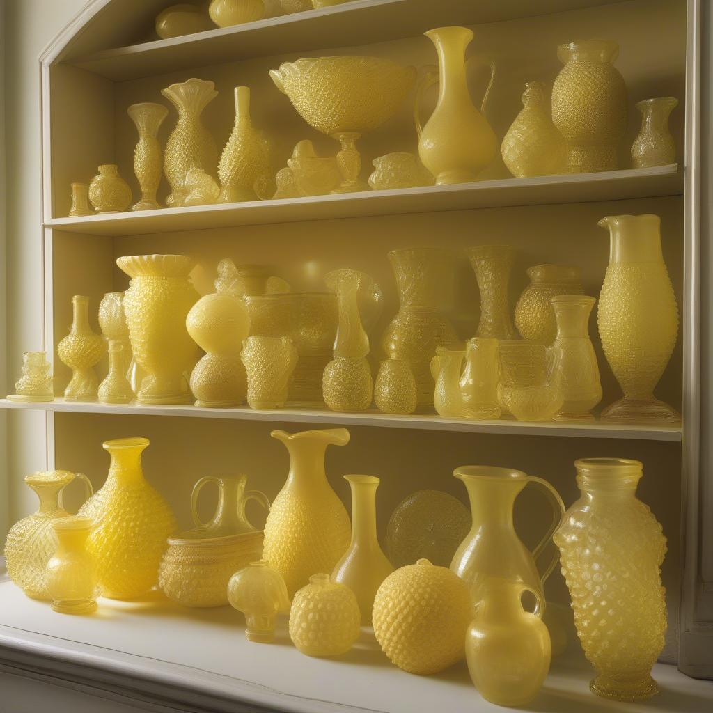 Displaying a Collection of Yellow Hobnail Glass