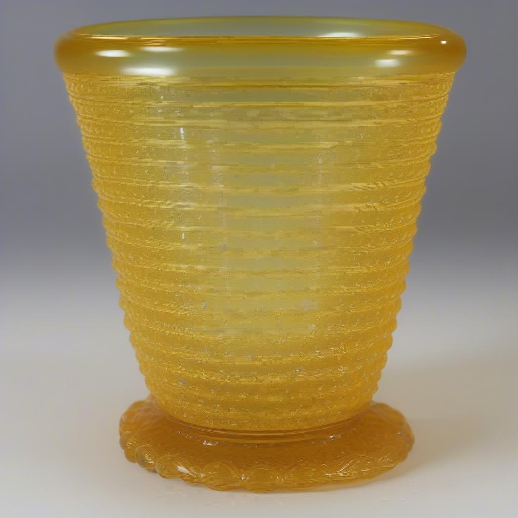 Antique Yellow Hobnail Glass Vase from the Victorian Era